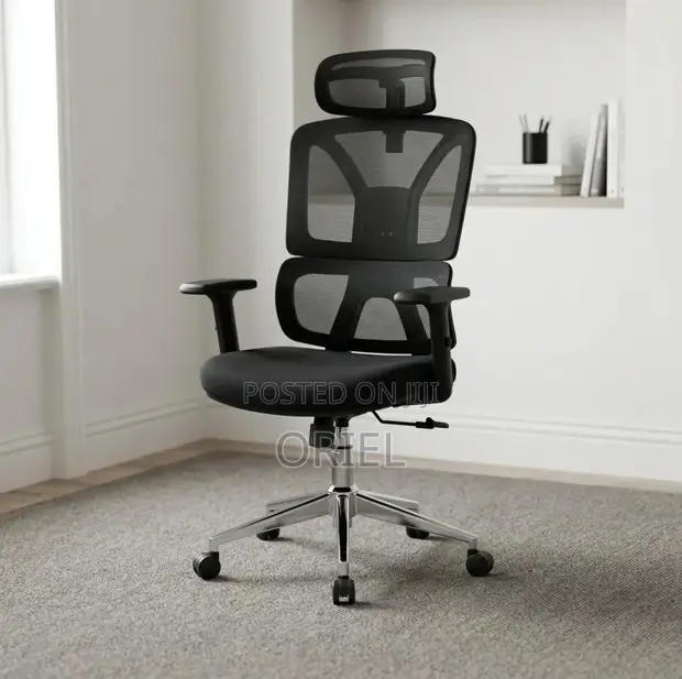 Kiti cha Ofisi cha Ergonomic chenye Mkeka Mrefu na Kinachoweza Kurekebishwa - Nyeusi - 1