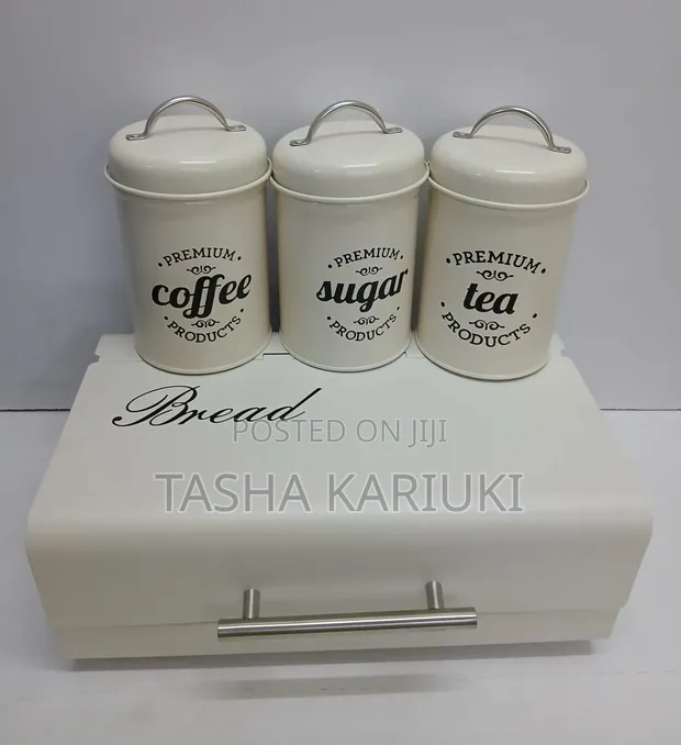 Elegant Bread Storage Bin with 3 Canisters (Alloy) - 1