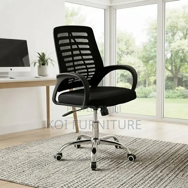 Mid Backrest Black Ergonomic Mesh Office Chair - 1