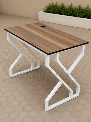 Office Study Desk with White Metal Frame