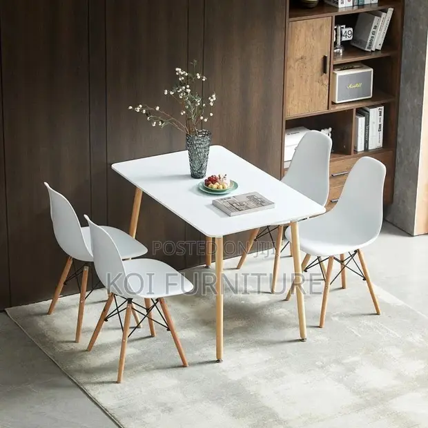 4-Seater White Eames Dining Set - 1