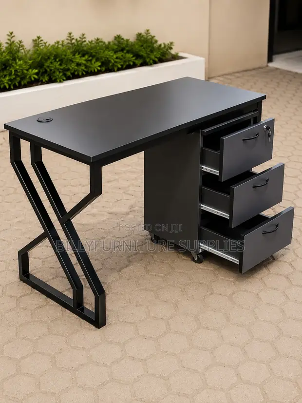 Modern Computer Desk with Mobile Storage Cabinet - 1