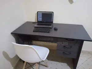 Modern Black Office Desk with Drawers