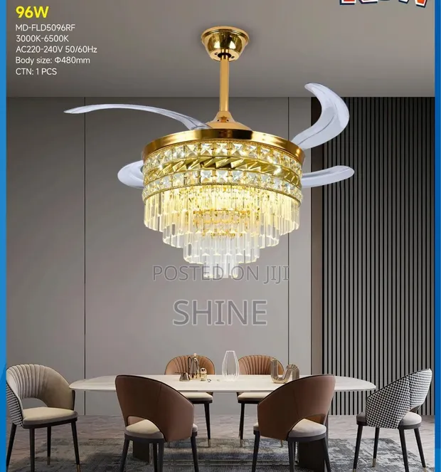Luxury Retractable LED Ceiling Fan Chandelier - 1