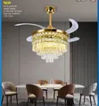 Luxury Retractable LED Ceiling Fan Chandelier - 1