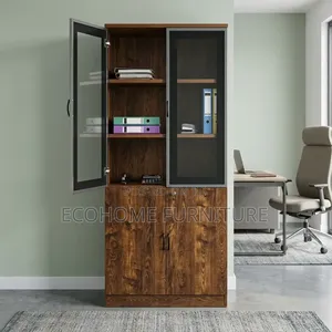 Wooden Office Cabinet with Glass Doors