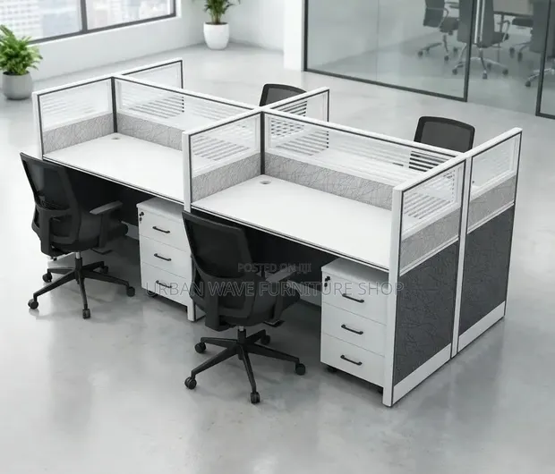 4-Way Office Workstation Desk - 1