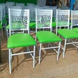 Viti vya Mkahawa Fremu Nyeupe Powder Coated Na Kiti Kijani Chenye Pedi - 2
