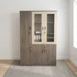 Large Wooden Office Cabinet with Glass Doors - 1