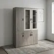 Large Wooden Office Cabinet with Glass Doors - 2
