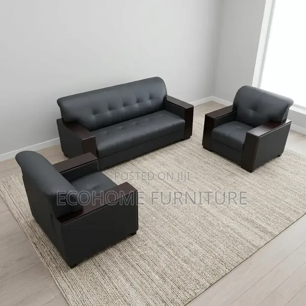 Sofa Set Nyeusi ya Vyakula 5 vya Ofisi ya Mtendaji - 1