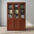 Office Cabinet - 6 Door Wooden Bookcase with Glass Display - 1