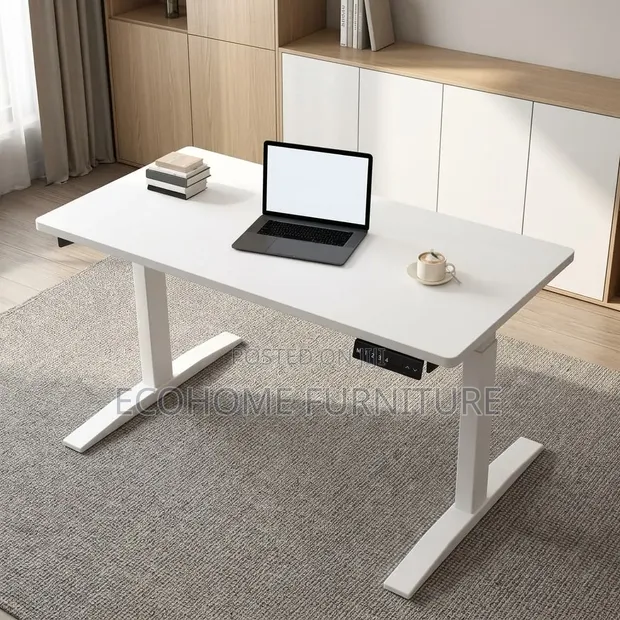 Electric Height Adjustable Standing Desk - White - 1