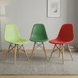 Colorful Plastic Dining Chair with Wooden Legs - 2