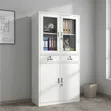 4-Door Office Storage Cabinet with Glass Doors - 1