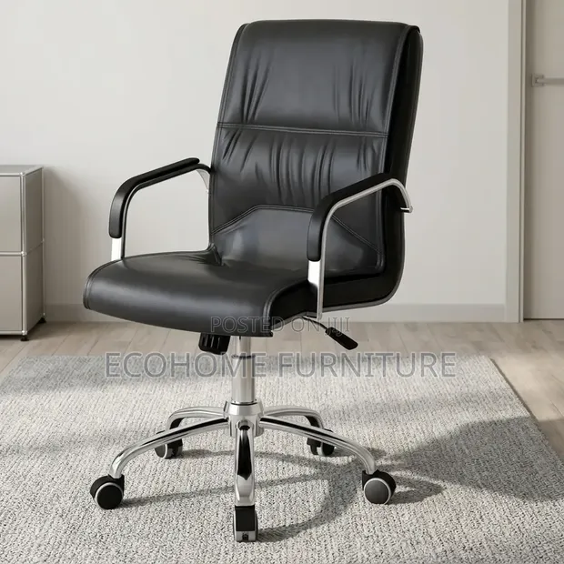 Executive Black Leather High Back Office Chair - 1