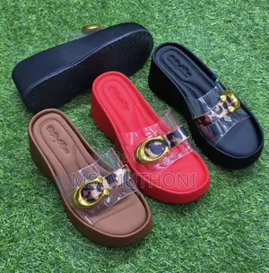 Sandals za Wedge za Coach za Wanawake - Chapa ya Chui & Mkanda wa Uwazi