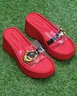 Sandals za Wedge za Coach za Wanawake - Chapa ya Chui & Mkanda wa Uwazi - 4