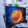 Basketball Hoop Theme Ball Fire Laptop Skin - 1