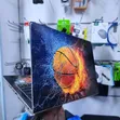 Basketball Hoop Theme Ball Fire Laptop Skin - 2