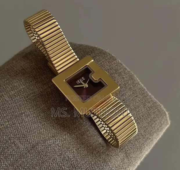 Ladies Vintage-Inspired Gold Square Watch - 1