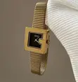 Ladies Vintage-Inspired Gold Square Watch - 3