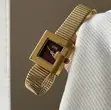 Ladies Vintage-Inspired Gold Square Watch - 5