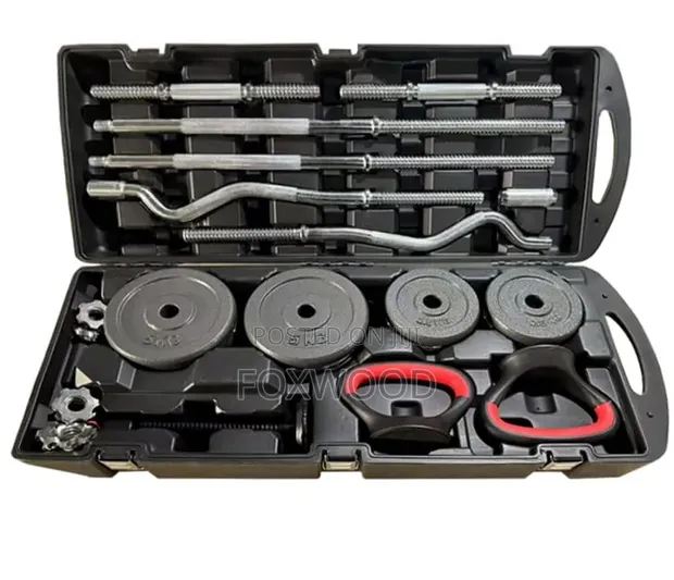 58KG Adjustable Dumbbell and Barbell Set with Case - 1