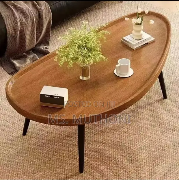 Modern Minimalist Mango-Shaped Wooden Coffee Table - 1