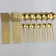 24pcs Set ya Vifaa vya Kula vya Kifahari - Dhahabu/Fedha Chuma cha Kutuliza - 1