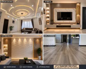 Gypsum Ceiling, TV Walls & Vinyl Flooring Installation