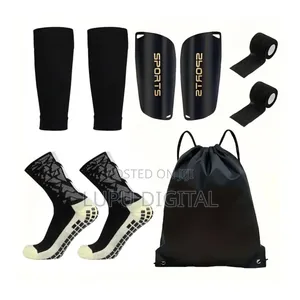 5-Piece Anti-Slip Soccer Gear Set with Grip Socks & Shin Guards