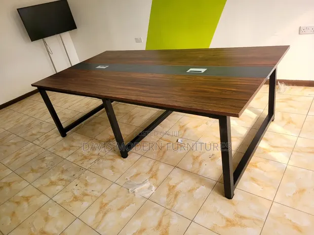 Industrial Conference Table with Cable Grommets - 1