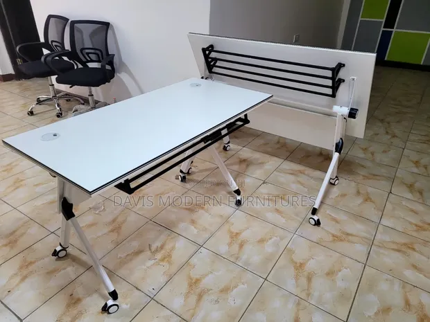 Foldable Flip-Top Training Table on Casters - 1