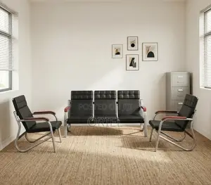 Five Seater Office Reception Sofa Set - Black