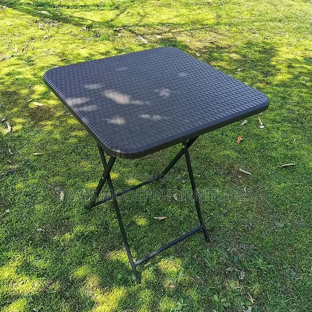 Foldable Outdoor Square Table - Black Plastic - 1