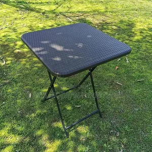 Foldable Outdoor Square Table - Black Plastic