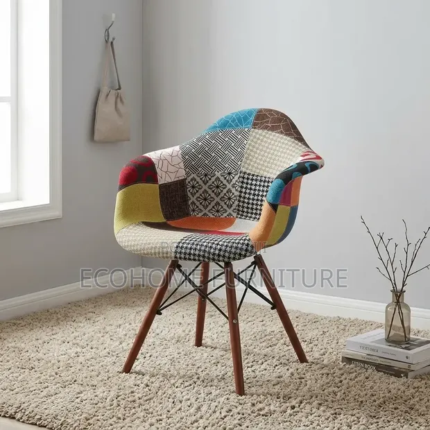 Visitor Chair - Modern Patchwork Fabric Reception Chair - 1