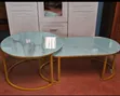 2-in-1 Marble Nesting Coffee Table (Glass Effect) White - 1