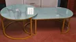 2-in-1 Marble Nesting Coffee Table (Glass Effect) White - 2