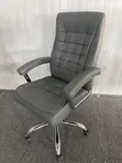 Kiti cha Ofisi cha Mtendaji cha Mgongo Mrefu - Kijivu Faux Leather - 2