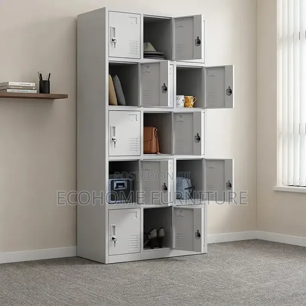 15-Door Steel Office Locker Cabinet with Locks - 1