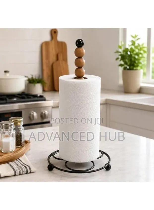 Metallic Paper Towel Holder with Bamboo Beads - 1