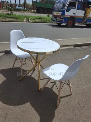 Marble-Top Bistro Table Set with 2 Chairs