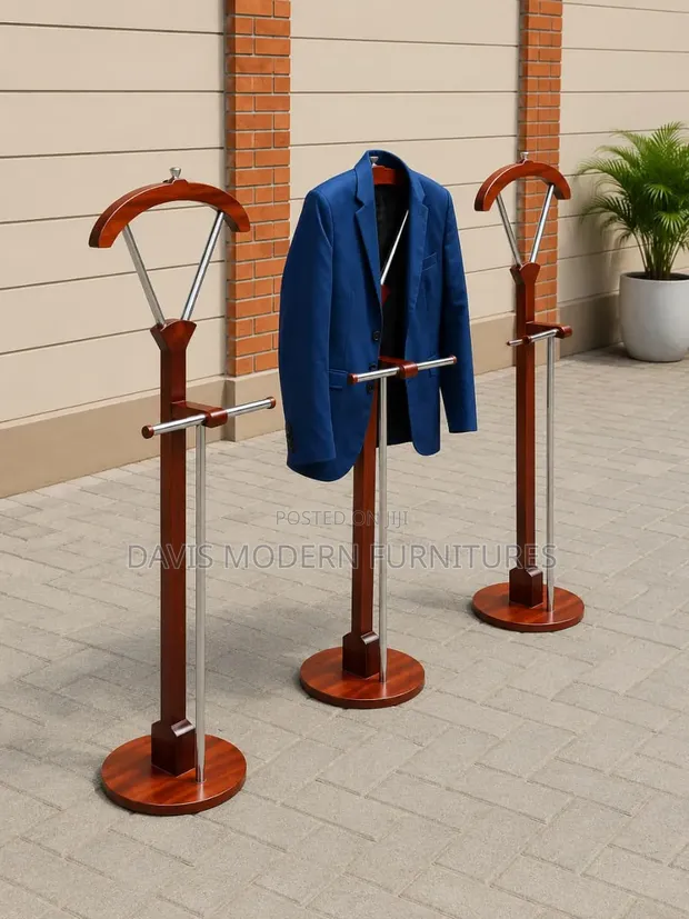 Gentleman's Dressing Rack - Wooden Valet Suit Stand - 1