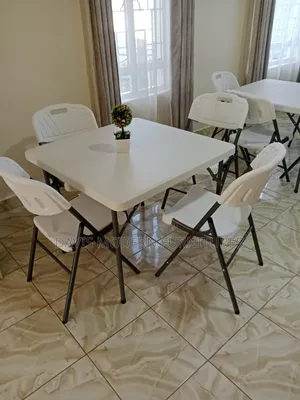 Modern White Folding Table with 4 Chairs