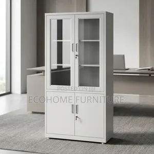 Modern Office Cabinet with Glass Doors