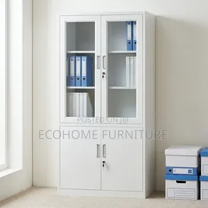 Office Storage Cabinet - 2 Door Steel Filing Cabinet with Glass Panels
