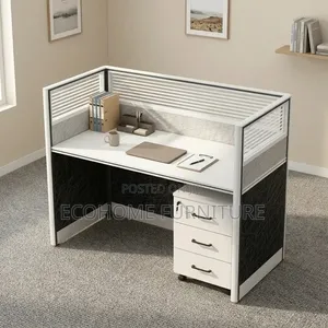 1-Seater Partitioned Office Desk with Drawers