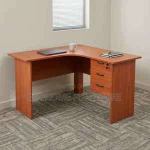Ofisi ya L-Shape Executive Desk na Drawers